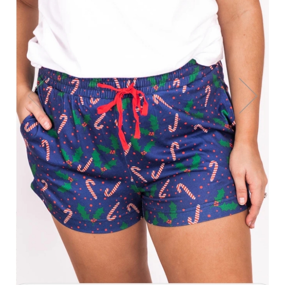 Pink lily Christmas PJ shorts